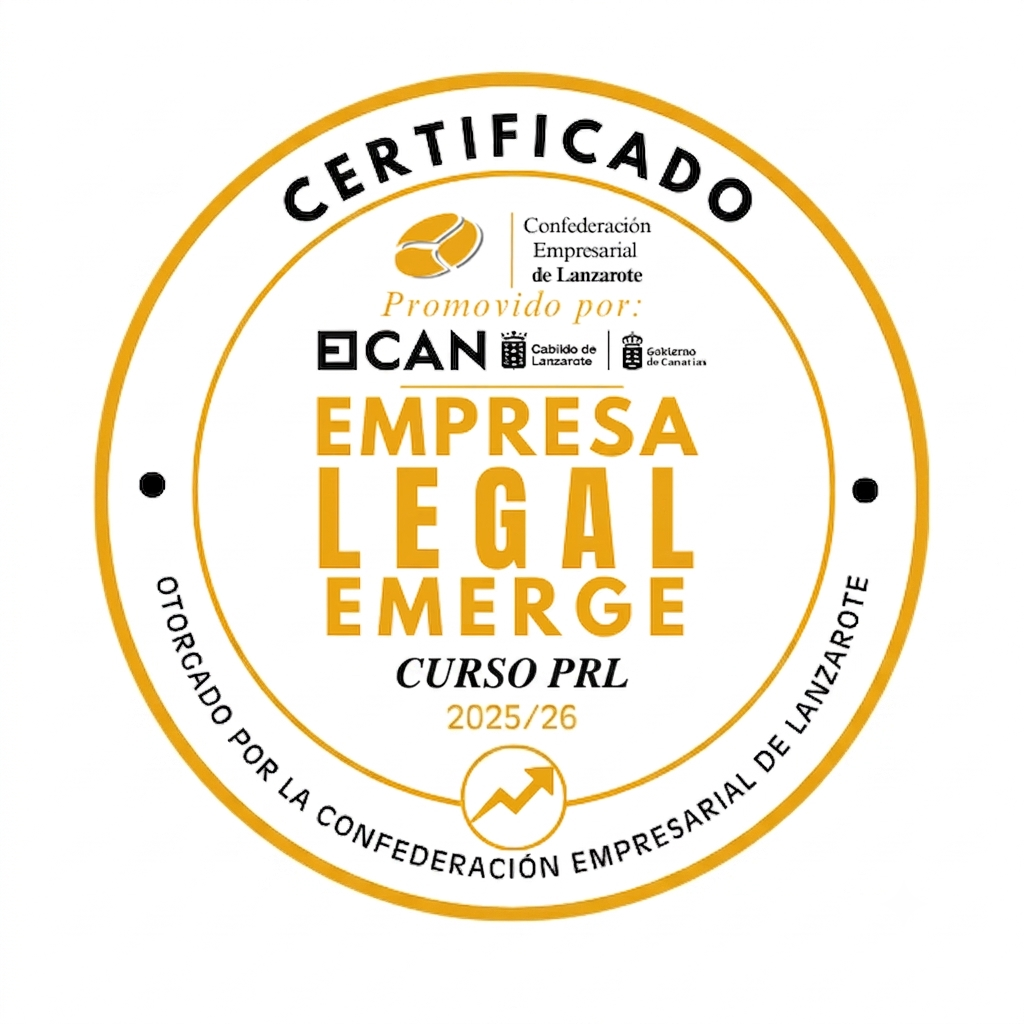 Certificado Empresa Legal Emerge, otorgado por la Confederación Empresarial de Lanzarote